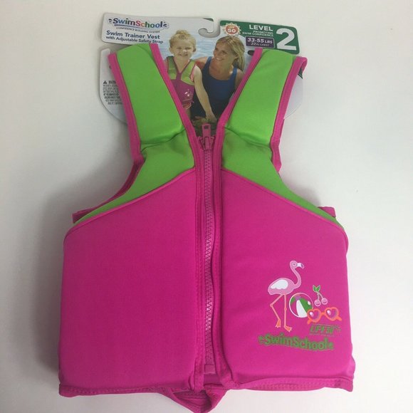 Swim School Swim Training Vest Level 2 UPF 50 33-55 LBS 22" Chest Flamingo New - Picture 8 of 12